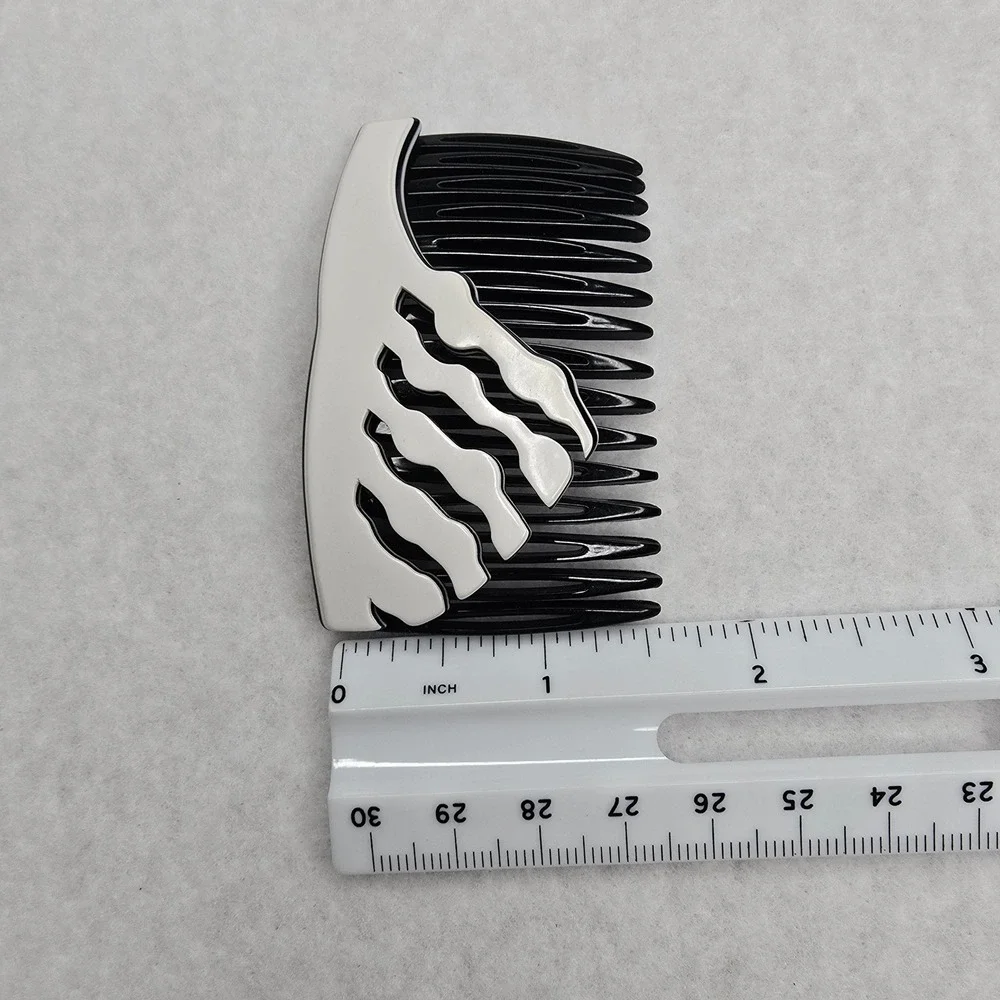 Vintage France Hair Side Tuck Comb Accessory White Art Deco Wavy READ